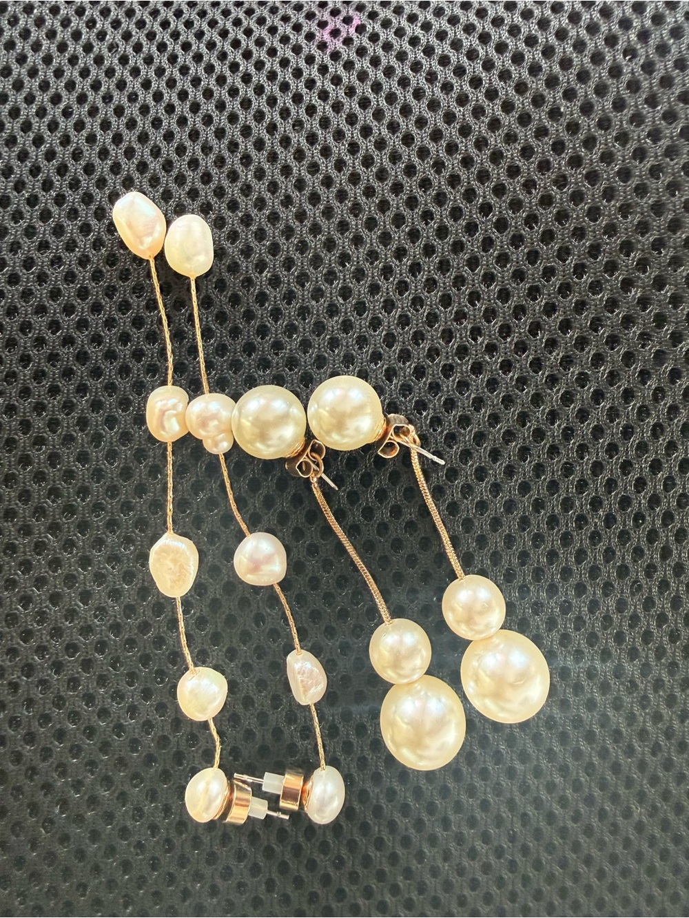 Gold Pearl Drop Earrings and Necklace Set - Classic Pearl Jewelry
